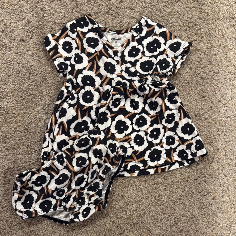 DVF for Target Black & White Floral Baby Dress Set Size 12 Months